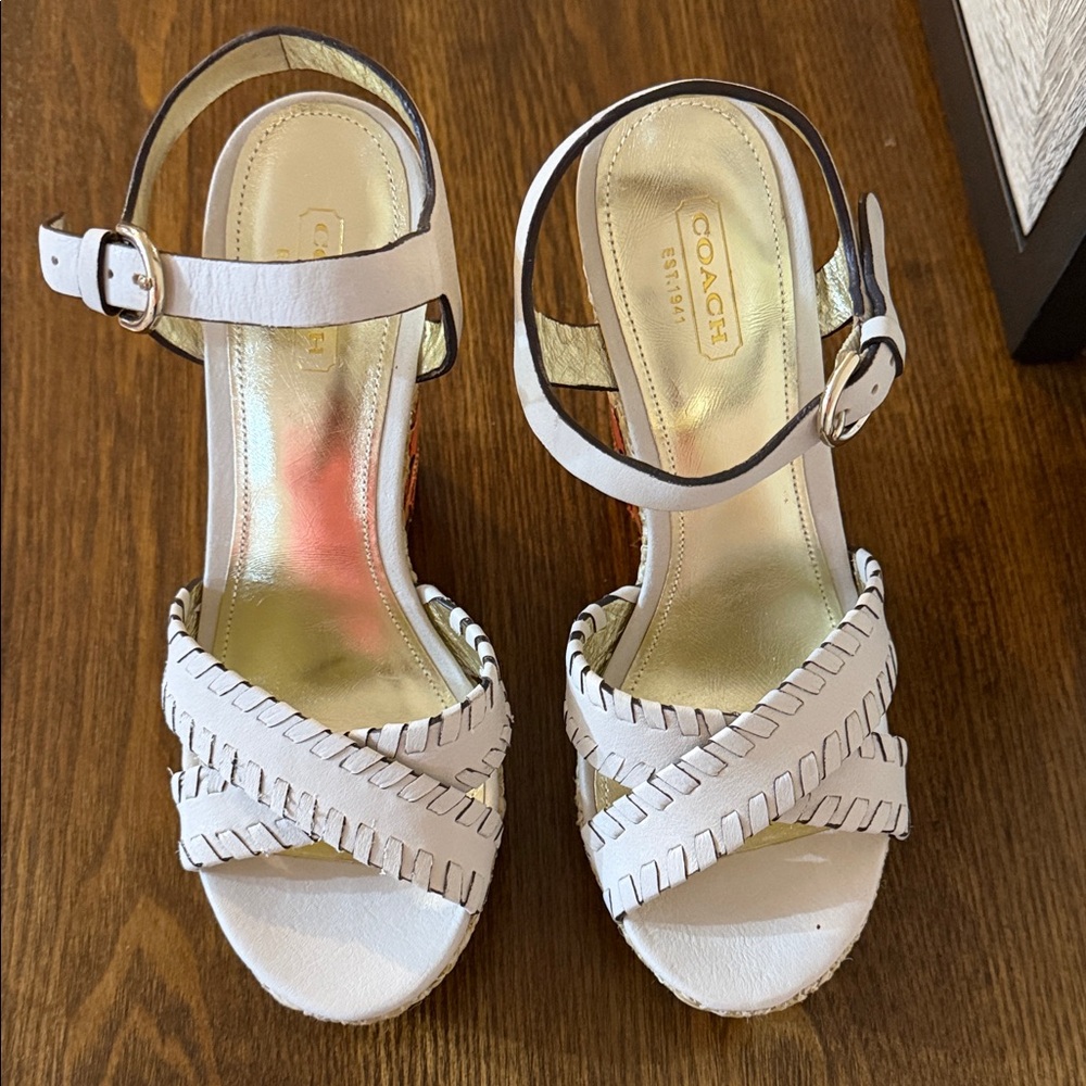 Coach beige and Pink Espadrille Wedges - Picture 3 of 11